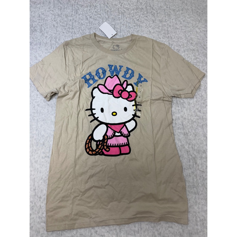 Hello Kitty Sanrio Howdy Cowgirl Graphic Tee Tan Beige Small Hybrid Apparel S